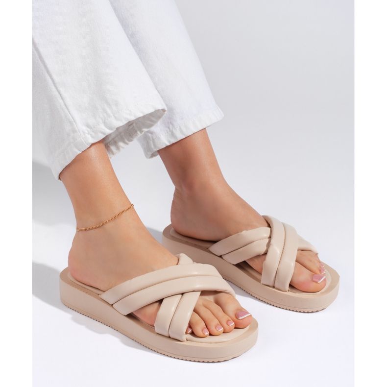 Beige Damen-Plateau-Flip-Flops 1