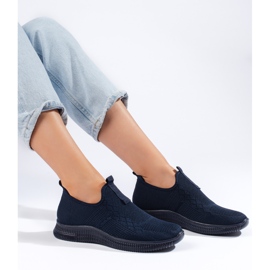 Marineblaue Slip-On-Sportschuhe für Damen 1