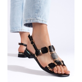 Schwarze, stylische Damensandalen 2