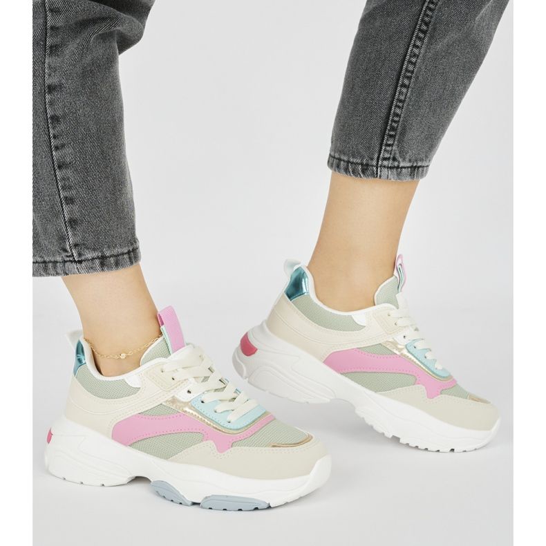 Damen-Sportschuhe mit dicker Sohle grün 1