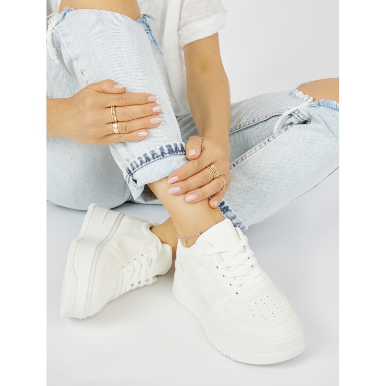 Weiße Plateau-Sportschuhe für Damen 2