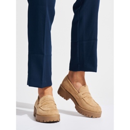 Goodin Beige Wildleder-Loafer für Damen 1