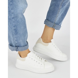 Weiße Damen-Sneaker mit beigem Element 2