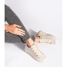 Damensneaker aus beigem Leder 1