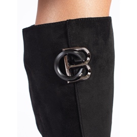 Goodin Schwarze Overknee-Stiefel für Damen aus Wildleder 3