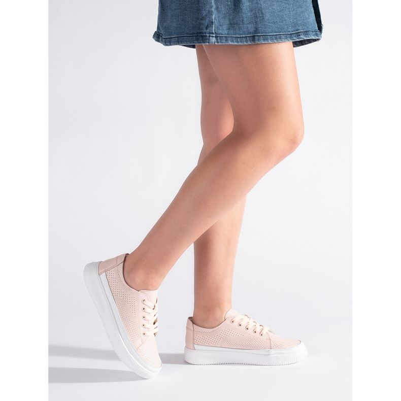 Durchbrochene rosafarbene Ledersneaker von Sergio Leone 1