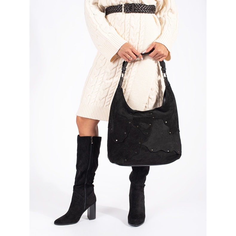 Damenstiefel aus schwarzem Wildleder 1