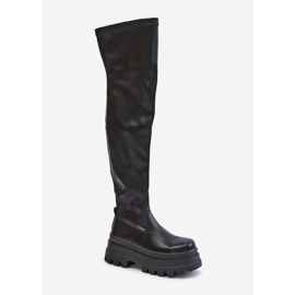 Overknee-Stiefel auf massivem Plateau, schwarz von Zinera 4