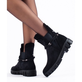 Schwarze Chelsea-Stiefel für Damen auf der Vinceza-Plattform aus ökologischem Wildleder 1