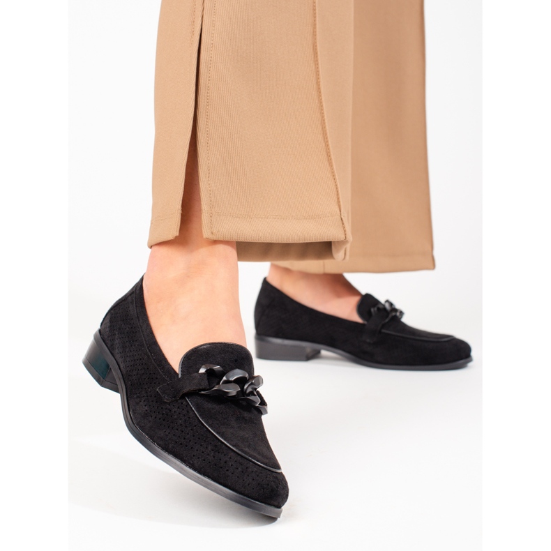 W. Potocki Durchbrochene Wildledermokassins für Damen Potocki schwarz 1