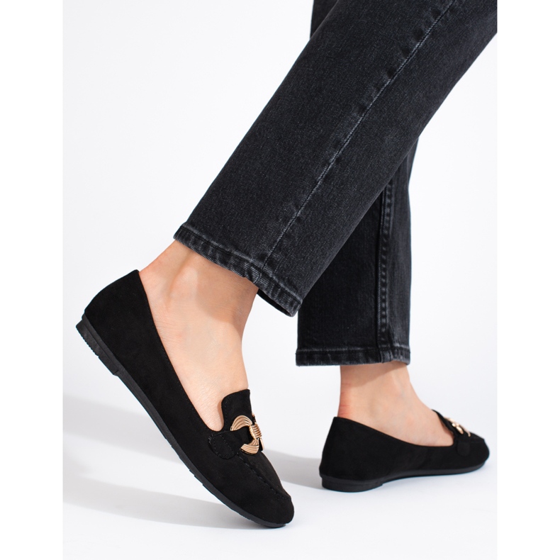 Bequeme Shelovet-Wildleder-Loafer für Damen schwarz 1
