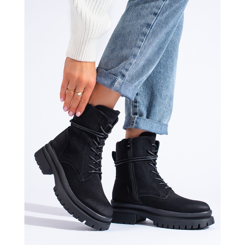 Shelovet Arbeitskleidung aus schwarzem Wildleder für Damen 1