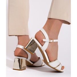 Goodin Weiße und goldene Damensandalen mit hohen Absätzen 4