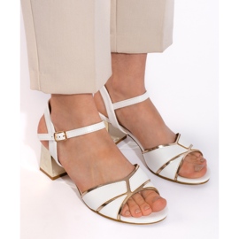 Goodin Weiße und goldene Damensandalen mit hohen Absätzen 3