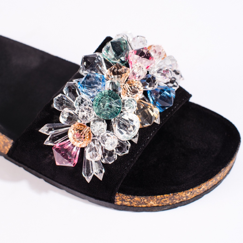 Schwarze Wildlederpantoffeln für Damen 2