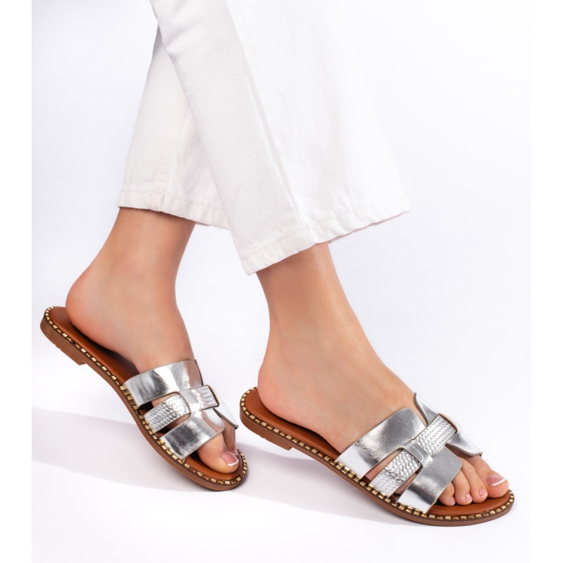 Silberne Damen-Flip-Flops silber- 1