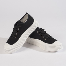 Schnür-Damen-Plateau-Sneaker, schwarz 1