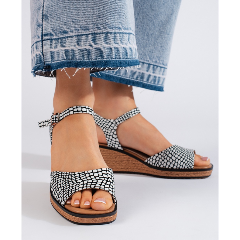 Bequeme Damen-Keilsandalen von Sergio Leone weiß 2