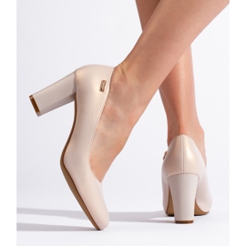 Sergio Leone Bequeme beige Damenpumps mit hohen Absätzen 1