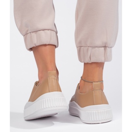 Braune Damen-Sneaker aus ökologischem Leder beige 1