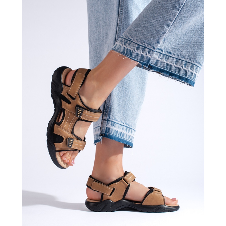 Sportliche braune Sandalen für Damen beige 1