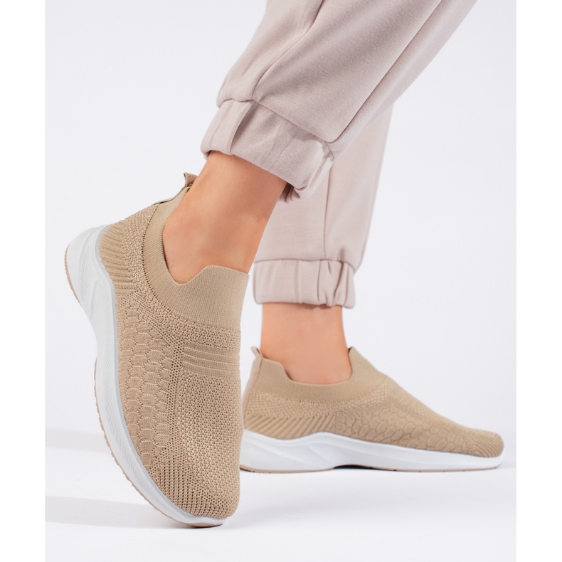 Beige Textil-Sportschuhe 1