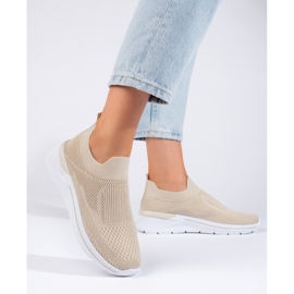 Beige Textil-Sportschuhe 1