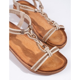 Beigefarbene Slip-On-Sandalen für Damen 1