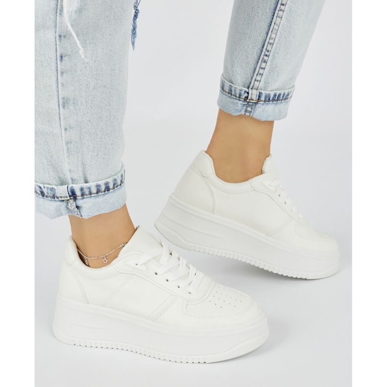 Weiße Plateau-Sportschuhe für Damen 1