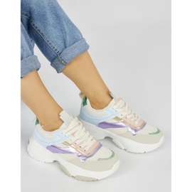 Mehrfarbige Damen-Sportschuhe mit dicker Sohle beige 1