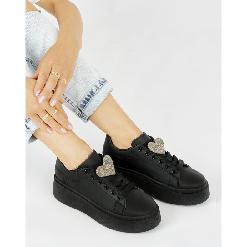 Schwarze Plateau-Sneaker für Damen 1