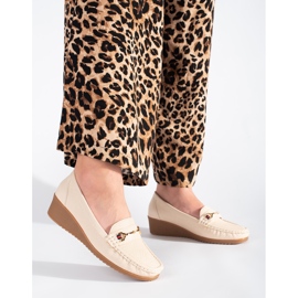Cremefarbene Slipper mit Keilabsatz beige 3