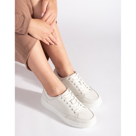 Weiße Ledersneaker mit hohem Plateau 3