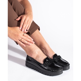 Goodin Damen-Lackschuhe mit dicker Sohle schwarz 2