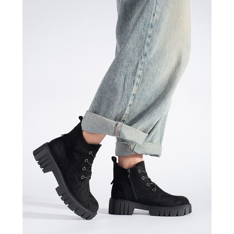 Schwarze Schnürstiefeletten aus Wildleder von Sergio Leone 1