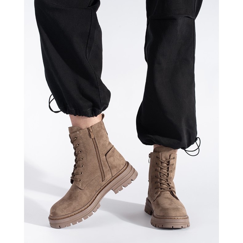 Braune Damen-Arbeiterstiefel zum Schnüren von Sergio Leone 2