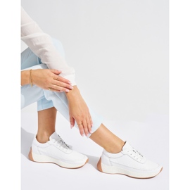 Sergio Leone Weiße Damen-Sportschuhe aus durchbrochenem Leder 2