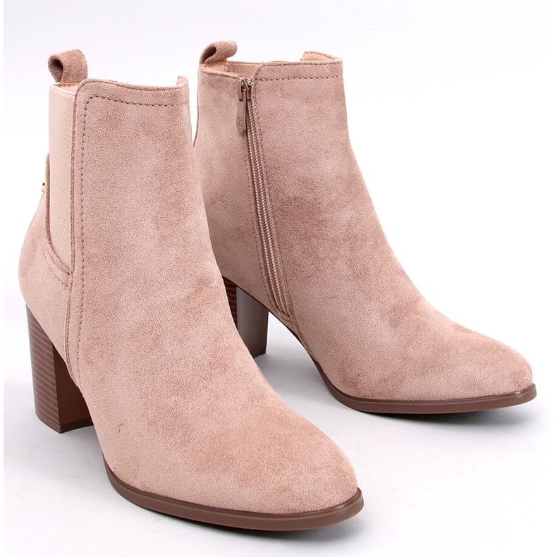 Klassische Stiefeletten mit hohem Absatz in Rosey Khaki beige 1