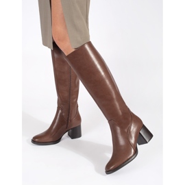 Braune klassische Lederstiefel mit hohen Absätzen für Damen von Sergio Leone 1