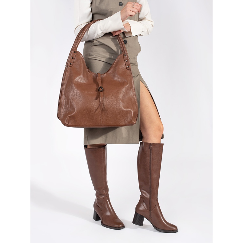 Braune klassische Lederstiefel mit hohen Absätzen für Damen von Sergio Leone 2