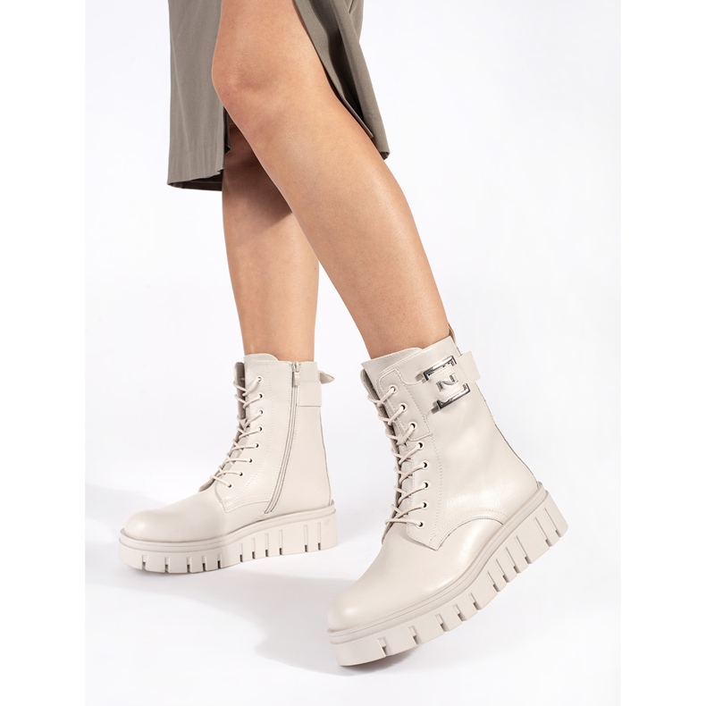 Seastar Beige Schnürstiefel auf dem Plateau 1