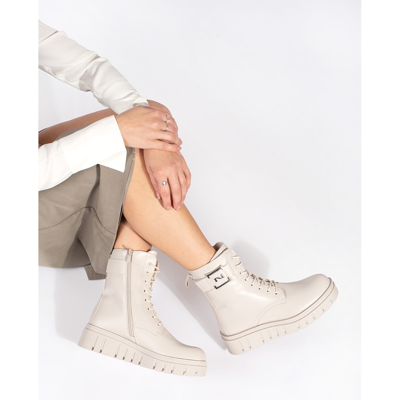 Seastar Beige Schnürstiefel auf dem Plateau 2