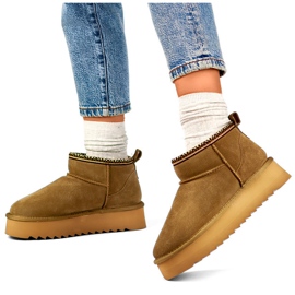 Damen-Schneestiefel aus Leder, isolierte Winterstiefel braun 2