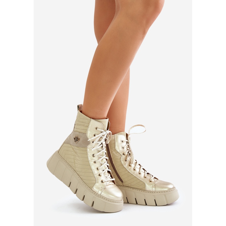 Lederstiefeletten auf der Plattform Maciejka 06751-25 Gold golden 1