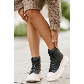 Lederisolierte Sneakers auf massiver Plattform Big Star OO274A599 Schwarz 2