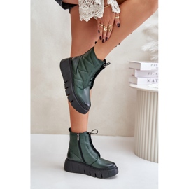 Zazoo 60472 Lederstiefeletten mit Plateau und Keilabsatz, dunkelgrün 8