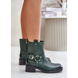Zazoo 60480 isolierte Lederstiefel mit niedrigem Absatz, dunkelgrün 7