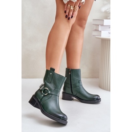 Zazoo 60480 isolierte Lederstiefel mit niedrigem Absatz, dunkelgrün 3