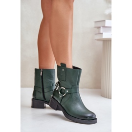 Zazoo 60480 isolierte Lederstiefel mit niedrigem Absatz, dunkelgrün 4