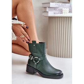 Zazoo 60480 isolierte Lederstiefel mit niedrigem Absatz, dunkelgrün 8
